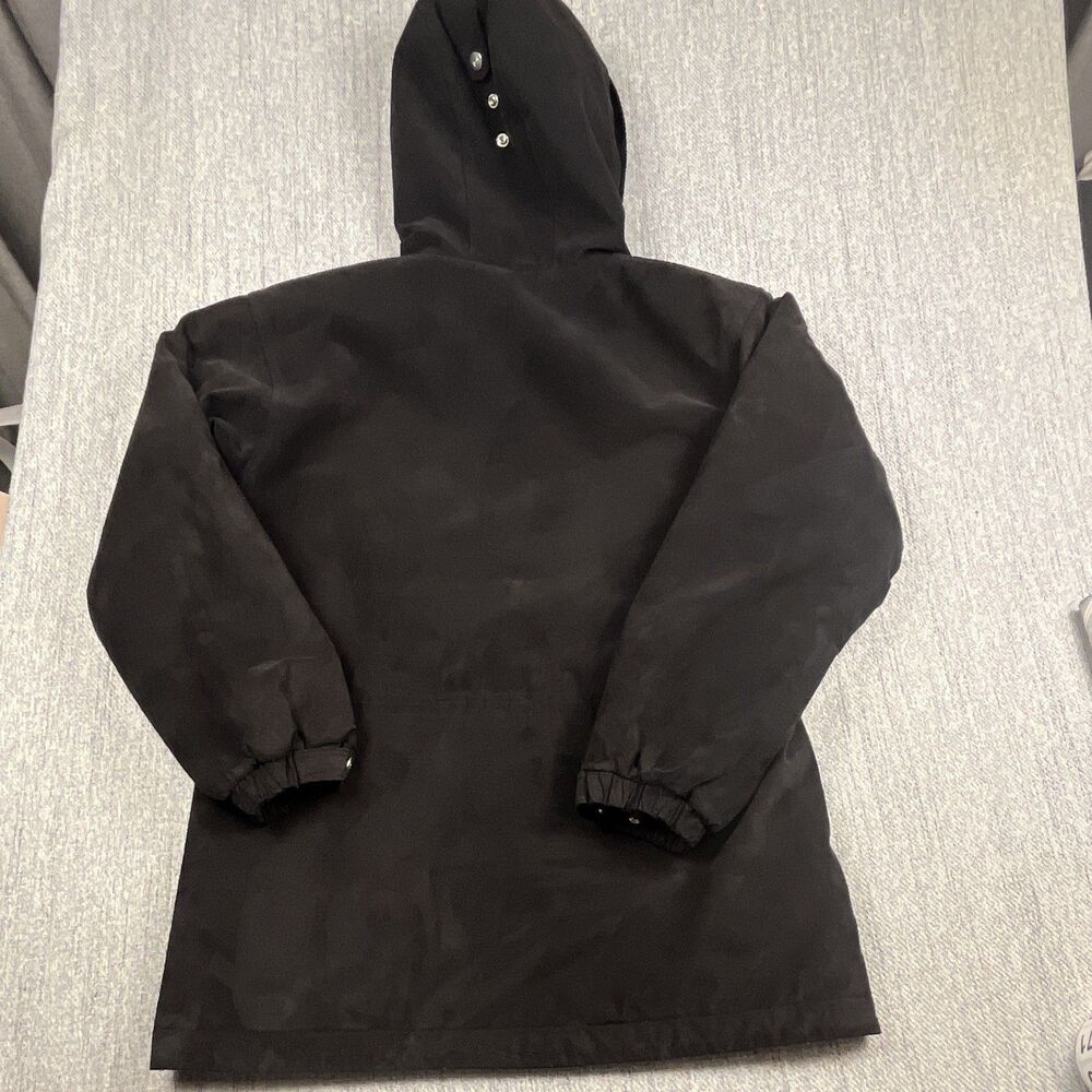 Vintage Bogner Hooded Ski Jacket Parka Womens 4 Black Sueded Microfiber Coat - Picture 10 of 13